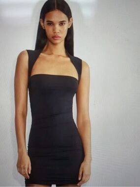 Babaton Aritzia black contour flourish mini dress size M like new